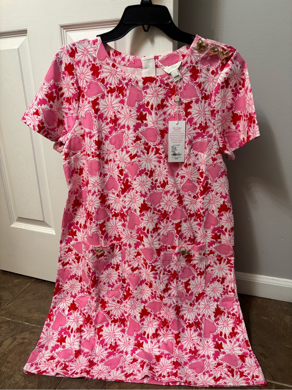 Lilly Pulitzer Pink and Red Heart & Floral Girls' Nightgown
